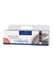 Set de 4 Carioci pentru Caligrafie Pitt Artist Pen Faber Castell 167504