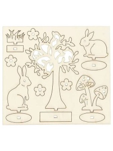 Set Figurine cu tematica de Paste, din lemn 57942