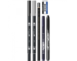 Set lettering pentru incepatori cu markere si accesorii, Tombow, TB-LS-BEG
