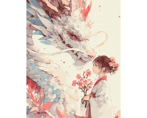 Set pictura pe numere a girl and her dragon BS54083
