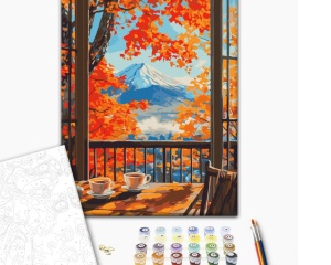 Set pictura pe numere Dimineata de toamna cu vedere la munti 54392