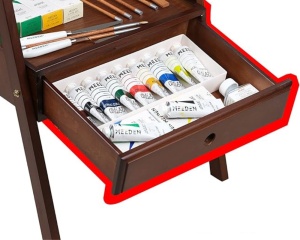 Sevalet Profesional de Studio MEEDEN H-Frame cu Sertar din Fag Nuc, cod AFE-6039-QHT