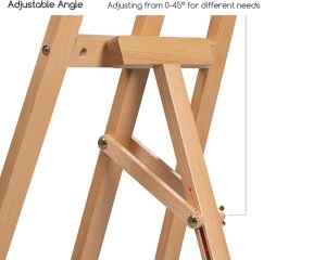 Sevalet Profesional de Studio MEEDEN Lyre din Fag Natur cu Suport pentru Pensule, cod AFE-6097-YM