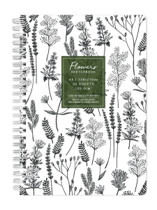 Sketchbook cu spira Flowers plante monocromatic 120g/mp, 60 file Drasca