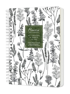 Sketchbook cu spira Flowers plante monocromatic 120g/mp, 60 file Drasca
