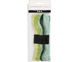 Ata broderie mouline 1mm set 6 culori Green Glitter pentru cusut si craft