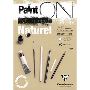 Bloc Mix Media Clairefontaine Paint'ON Natural, 30 file, 250g/mp
