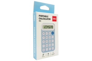 Calculator de buzunar bleu cu display LCD 8 digiti, Deli DLEM10B