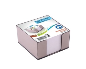 Cub de hartie alba ARK, 9 x 9 x 5 cm, 500 coli, cu suport din plastic transparent fumuriu, cod 567-1