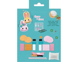Kit de cusut pentru copii Little Couz’in Oscar & Luna Duo Rabbit set creativ brelocuri iepurasi Mandarine KC188C