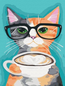 Kit pictura pe numere Cat and Coffee 22698