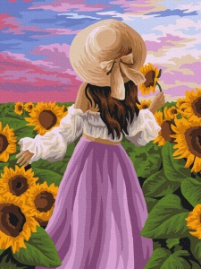 Kit pictura pe numere Lady in Sunflowers 51571