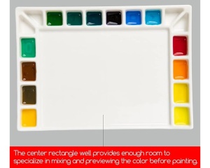 Paleta profesionala dreptunghiulara din ceramica cu 18 compartimente MEEDEN, cod PLC-4046