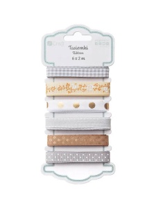 Panglica decorativa satin, set 6 x 2 m, culori neutre Dp Craft DPTA-063