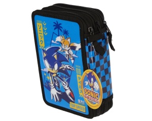 Penar neechipat cu 3 fermoare si 3 compartimente, Sonic albastru, Pigna, KMSO0000