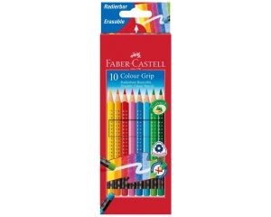 Set 10 creioane colorate ergonomice cu radiera Faber Castell 116613