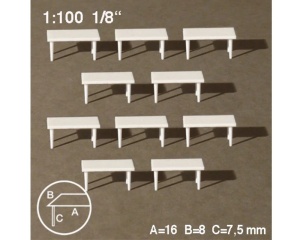 Set 10 mese dreptunghiulare din plastic alb 1:100 54.60241.10 Schulcz