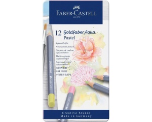 Set 12 creioane pastel acuarelabile Goldfaber Creative Studio cutie metal Faber Castell 114622