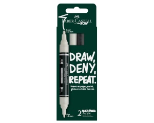 Set 2 markere acrilice Multimark alb-negru blister Faber-Castell FC186011
