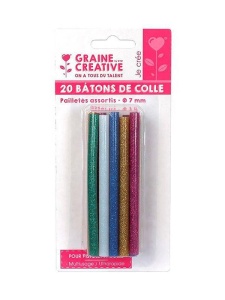 Set 20 batoane adezive cu glitter Ø 7 mm 228302