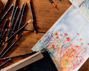 Set 24 creioane colorate acuarelabile Mars Artist, cutie metalica, 104-M24, Staedtler