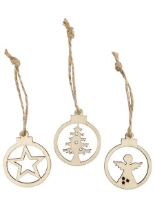 Set 24 ornamente din lemn, motive de Iarna Creativ Company 54464