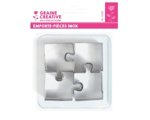 Set 4 cuttere metalice model puzzle 3.5 x 3.5 cm Graine Creative 265068