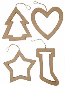 Set 4 ornamente din mucava cu motive de Iarna 12cm Creativ Company 26794/1