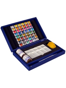 Set 48 acuarele, paleta din portelan, 4 pensule, fluid pentru mascare, medium si burete White Nights Nevskaya 19432140