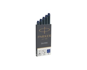 Set 5 cartuse lungi cu cerneala albastra, rezerve pentru stilou, Quink, Parker, S1950384