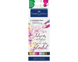 Set 6 markere solubile 2 capete lettering goldfaber Faber-Castell 164524