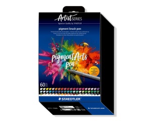 Set 60 linere Pigment Brush cu varf tip pensula, 371-C60, Staedtler