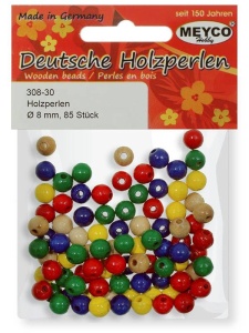 Set 85 margele din lemn colorate, diametru 8mm Meyco 308-30