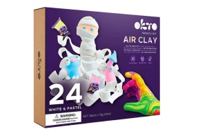 Set creatie Air Clay White & Pastel 24 culori Okto OK20024 pentru modelaj si joaca creativa