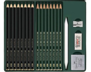 Set creioane grafit mat Castell 9000 si accesorii Faber Castell