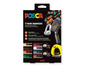 Set Marker UNI Posca 8 Culori PC-5M 4 Culori + PC-3M 4 Culori + Saculet Model 2025