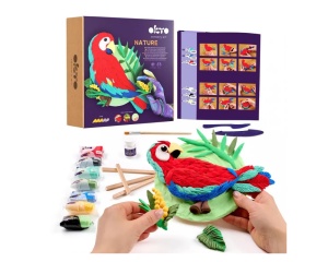 Set Pictura 3D cu Argila Usoara 21x21cm Nature Macaw Okto 20045