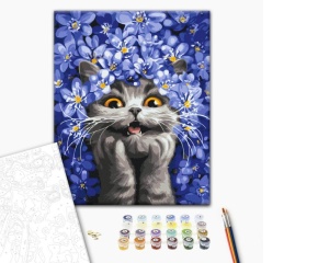 Set pictura pe numere the cat in the snowdrops Marianna Pashchuk BS54331