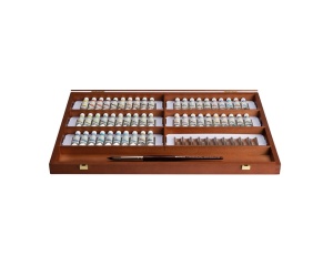 Set profesional pentru pictura in acuarela HORADAM Supergranulation Schmincke, 50 culori in tuburi de 5 ml, cutie de lemn, cod 74661097