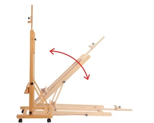 Sevalet Profesional de Studio MEEDEN H-Frame cu Roti si Tavita de Depozitare din Fag Natur, cod AFE-6041-YM