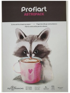 Bloc Cordenons Astropack pentru schite, 20 file, 160g, lipite pe latura mica
