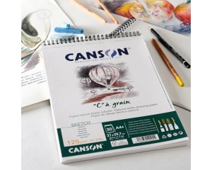 Bloc de Desen Canson C a grain cu spirala pe latura scurta 125g