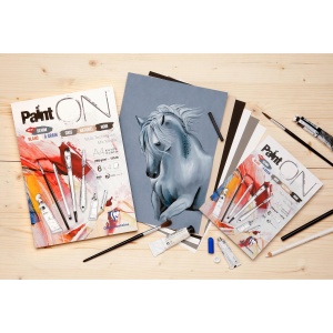 Bloc Mix Media Clairefontaine Paint'ON 6 culori asortate, 24 file, 250g/mp