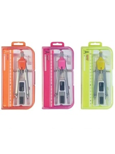 Compas geometrie 4 piese, cutie plastic Smart Box - culori fluorescente Arda CO4FLU