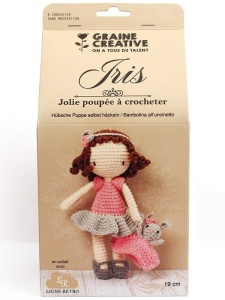 Kit creativ Amigurumi model Papusa Iris pentru crosetat 19 cm Graine Creative 420284