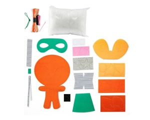 Kit de cusut pentru copii Little Couz’in Sasha the Fox set creativ breloc vulpe Mandarine KC155C