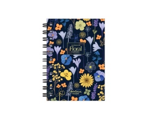 Notebook Floral Harmony Black hard cover spiralat 80g 120 file