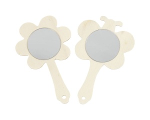 Oglinda de mana, din lemn, model floare, 9 cm 579500 Creativ Company