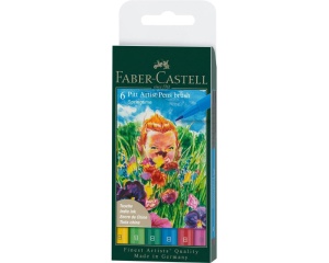 Pitt Artist Pen Brush India Ink Springtime set 6 culori primavara Faber Castell 167177