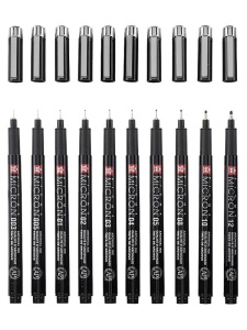 Set 10 Linere Sakura Pigma Micron Black Edition + Penar POXSDKB10